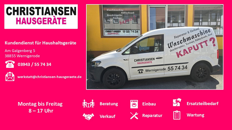 Wir bieten Ihnen einen schnellen, persönlichen und kompetenten Service zu den folgenden Produkten: Waschmaschinen, Geschirrspüler, Trockner, Kühlschränke, Elektroherde u.v.m.